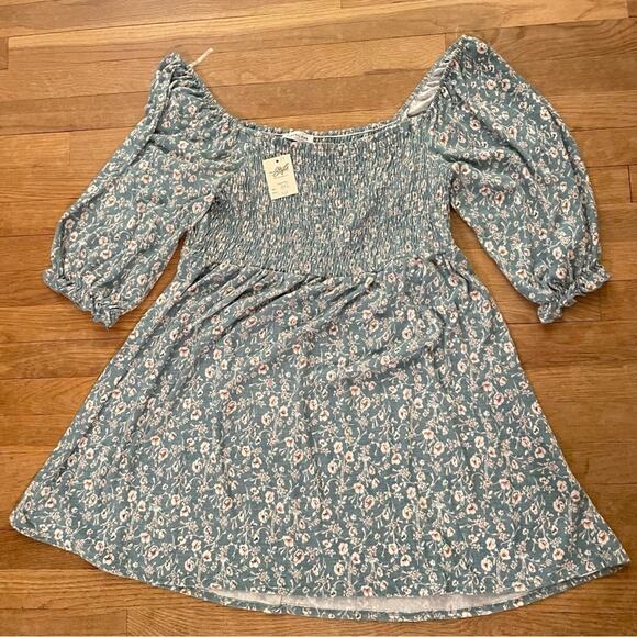 NWT First Love green blue floral midi dress 3/4 sleeves flowers size 3X B19 - Picture 1 of 4